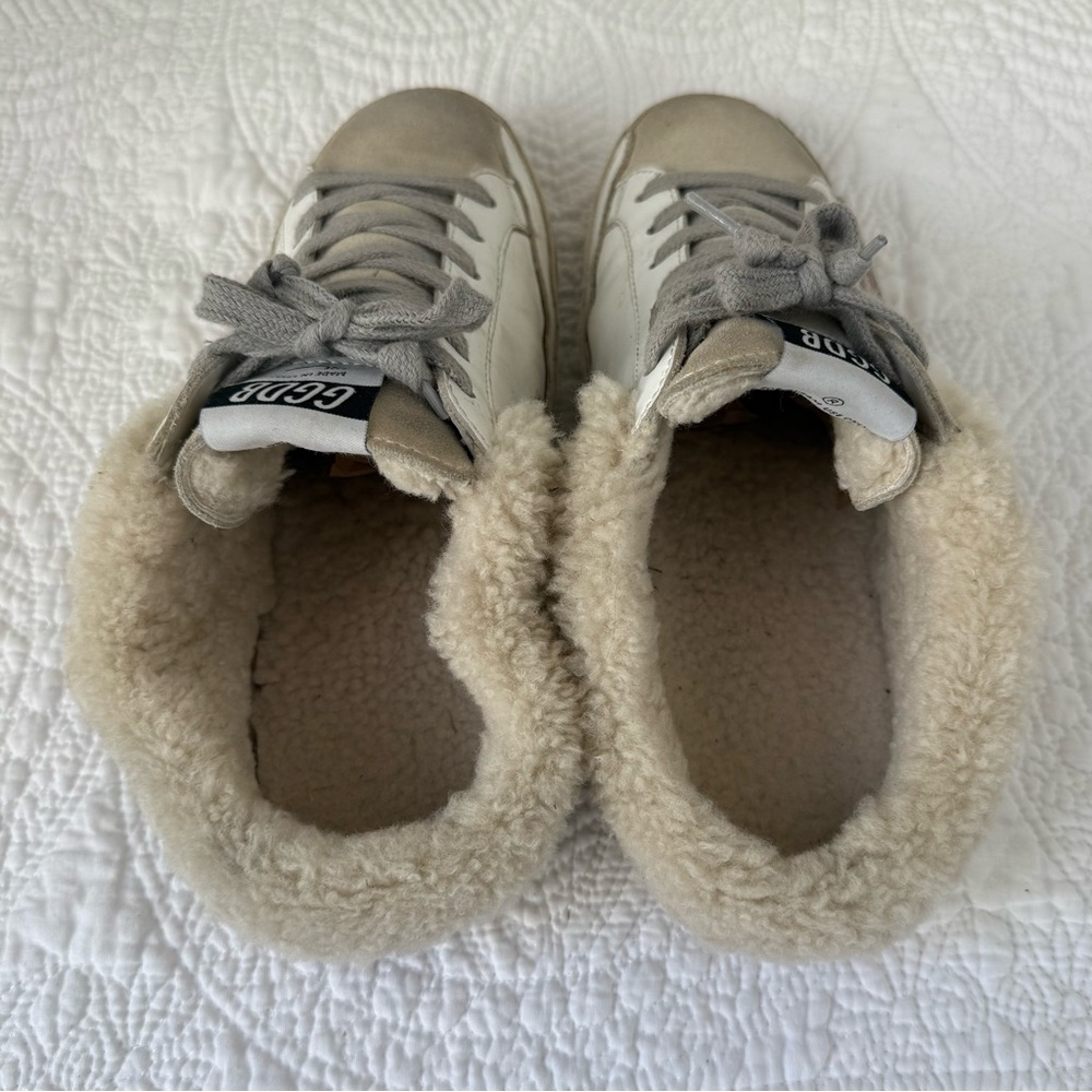 Golden Goose Super-Star Sabot Shearling Sneakers White Pink Star Women’s 7 - Picture 4 of 8